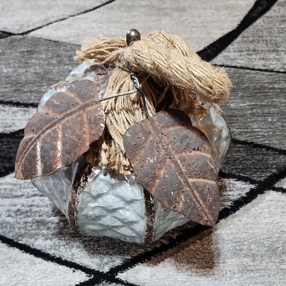 RUSTIC GALVANIZED METAL PUMPKIN DECORATION HOME DECOR
